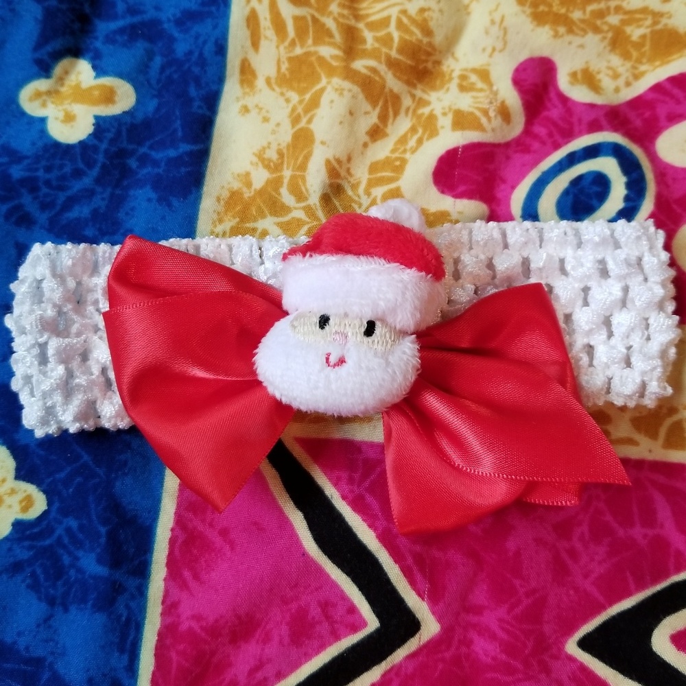 Christmas Santa Red & White Bow Headband